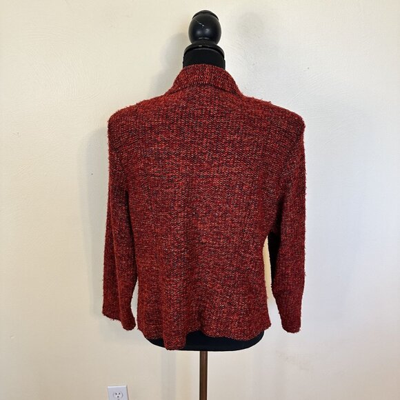 Vtg Red Womens Blazer XL 16 Tweed Knit Button Jacket USA Sag Harbor Rust - Picture 3 of 8